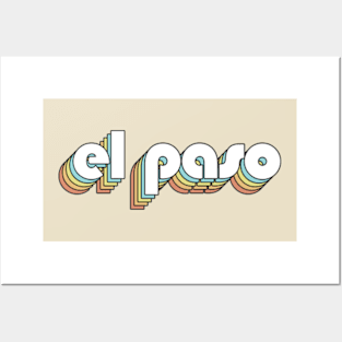 El Paso - Retro Rainbow Typography Faded Style Posters and Art